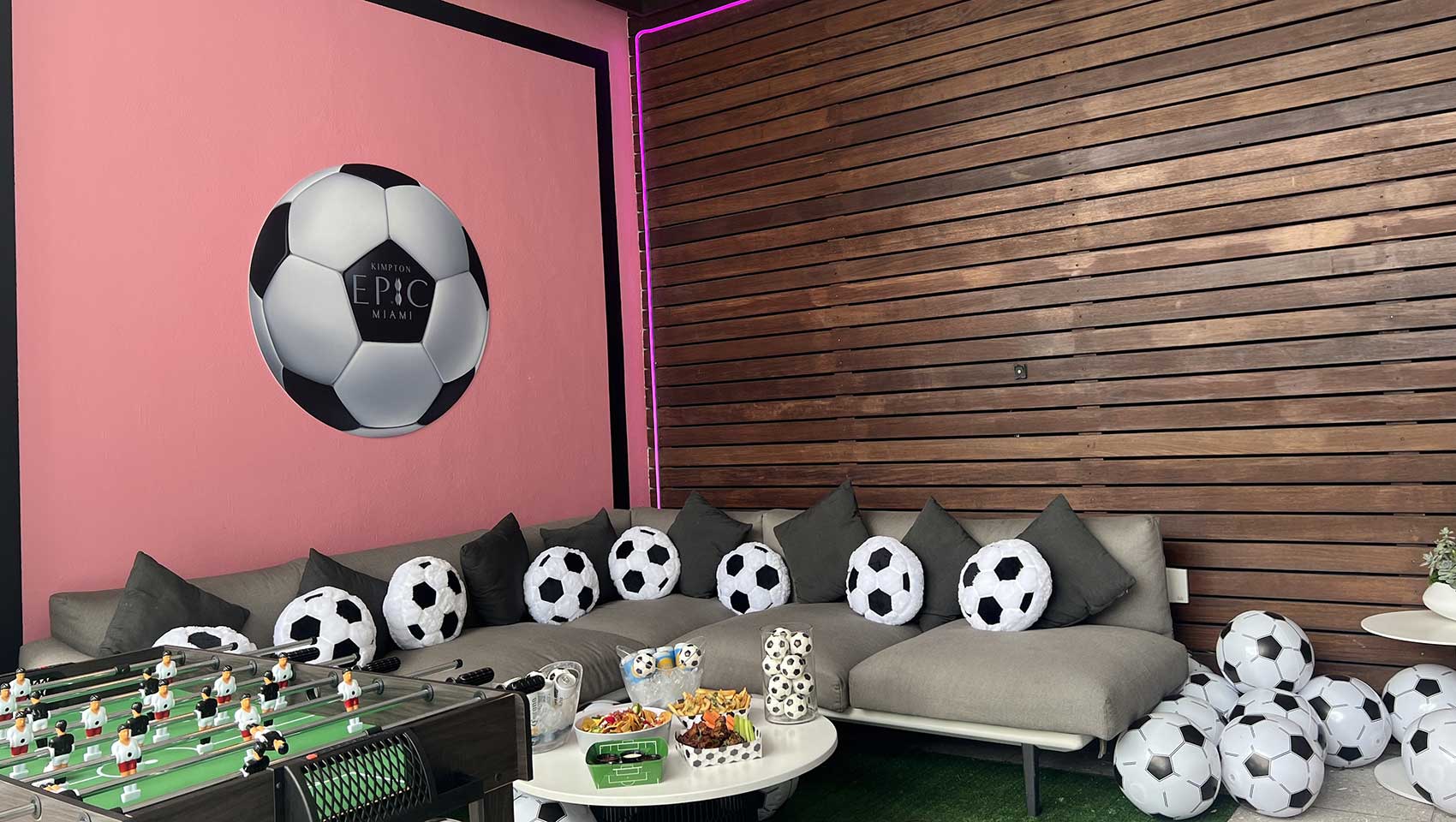 soccer balls in cabana