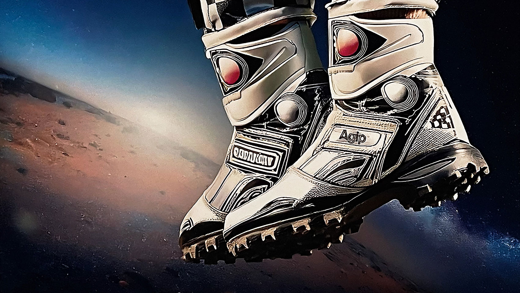 Loretta Harms painting of boots in space