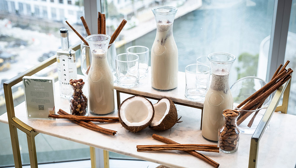 Coquito cart at Kimpton EPIC Hotel