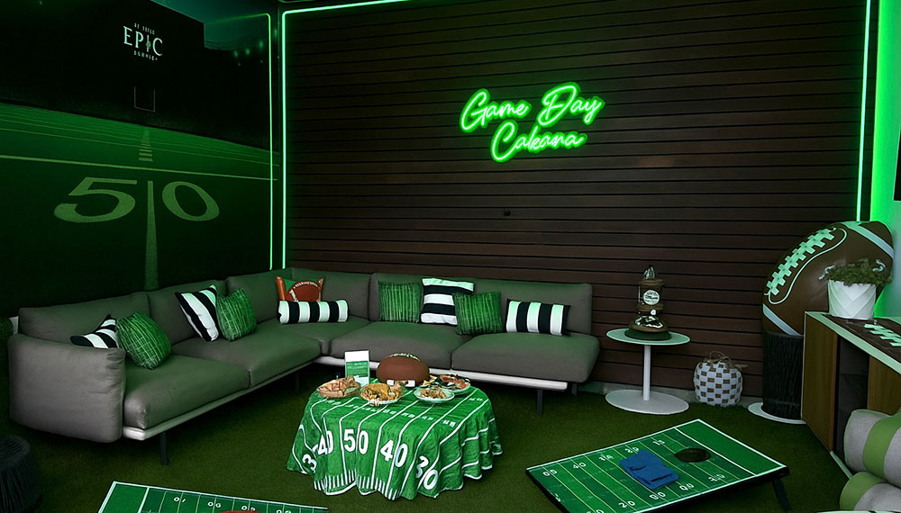 Cabana outfitted for a football game