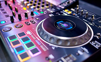 close up of DJ turntable