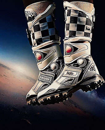 Loretta Harms painting of boots in space