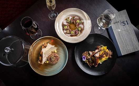 Trio of plated food from Area 31